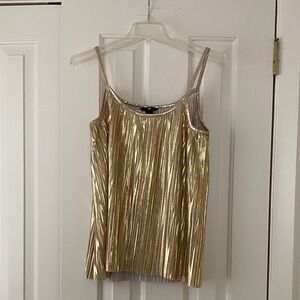 H&M Metallic Gold Pleated Spaghetti Strap Camisole